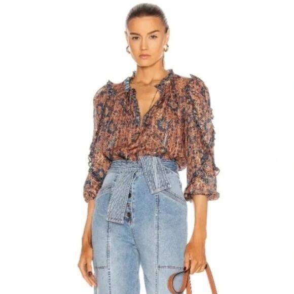 ULLA JOHNSON Otto Bowed Barrel Leg Jean Tie Front Button Fly High Rise 0 NEW - Picture 4 of 12